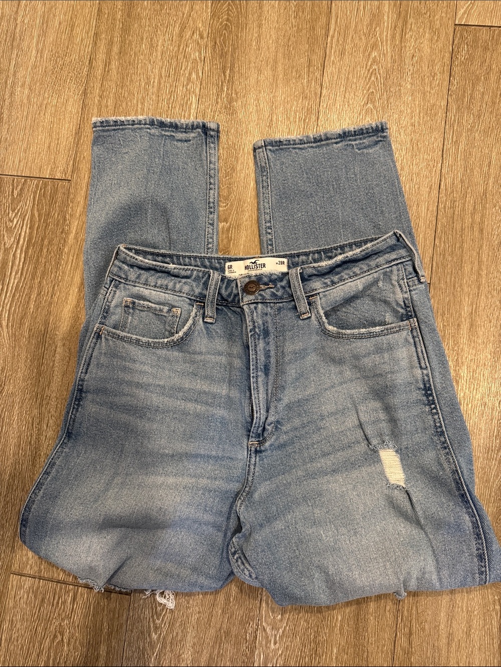 Hollister Light Blue Distressed High-Rise Jeans size 6R